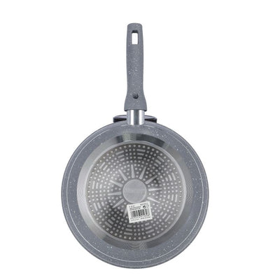 Royalford 22cm Granite Coated Smart Fry Pan with Lid - 5 Layer Coating Pan | Multiple Hob Compatibility | Heat-Resistant Handle with Hanging Loop | Ideal Frying, Cooking, Sauteing & More