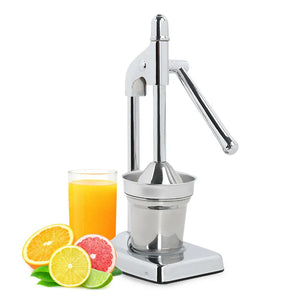 Royalford RF8674 Citrus Juicer | Heavy-Duty Iron Base | Stainless Steel Juice Cup & Strainer | Aluminum Handle Manual Lever Juicer for Smooth & Fresh Extraction