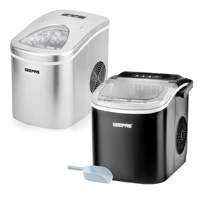 Geepas Portable Automatic Ice Maker GIM63053UK | 12kg/Day Production Capacity| 1.2L Water Tank| 600g Ice Storage| Makes 9 Ice Bullets in 7 Minutes| 2 Years Warranty