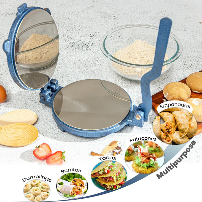 Royalford RF10407 Chapati Press | 18.5cm Heavy Cast Iron Body | Durable Stainless Steel Plate | Perfect for Roti, Poori & Tortilla | Easy Grip Handle | Non-Slip Base