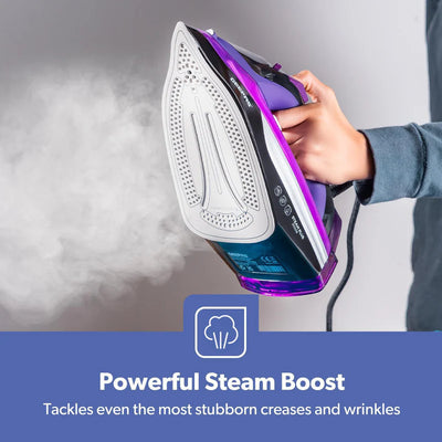 Geepas GSI24025 Ceramic Steam Iron | 3000W Powerful Iron with 480ml Water Tank | Adjustable Steam Control | Burst & Spray Function | Self-Cleaning | 2 Years Warranty