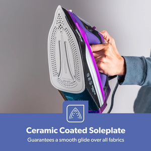 Geepas GSI24025 Ceramic Steam Iron | 3000W Powerful Iron with 480ml Water Tank | Adjustable Steam Control | Burst & Spray Function | Self-Cleaning | 2 Years Warranty