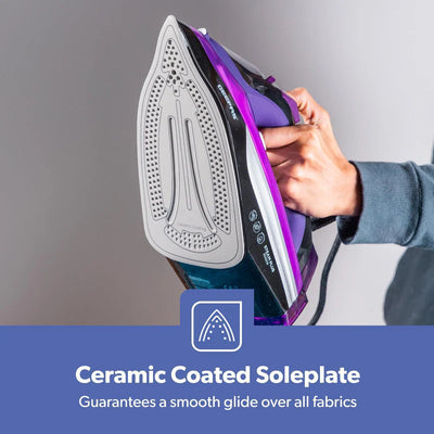 Geepas GSI24025 Ceramic Steam Iron | 3000W Powerful Iron with 480ml Water Tank | Adjustable Steam Control | Burst & Spray Function | Self-Cleaning | 2 Years Warranty