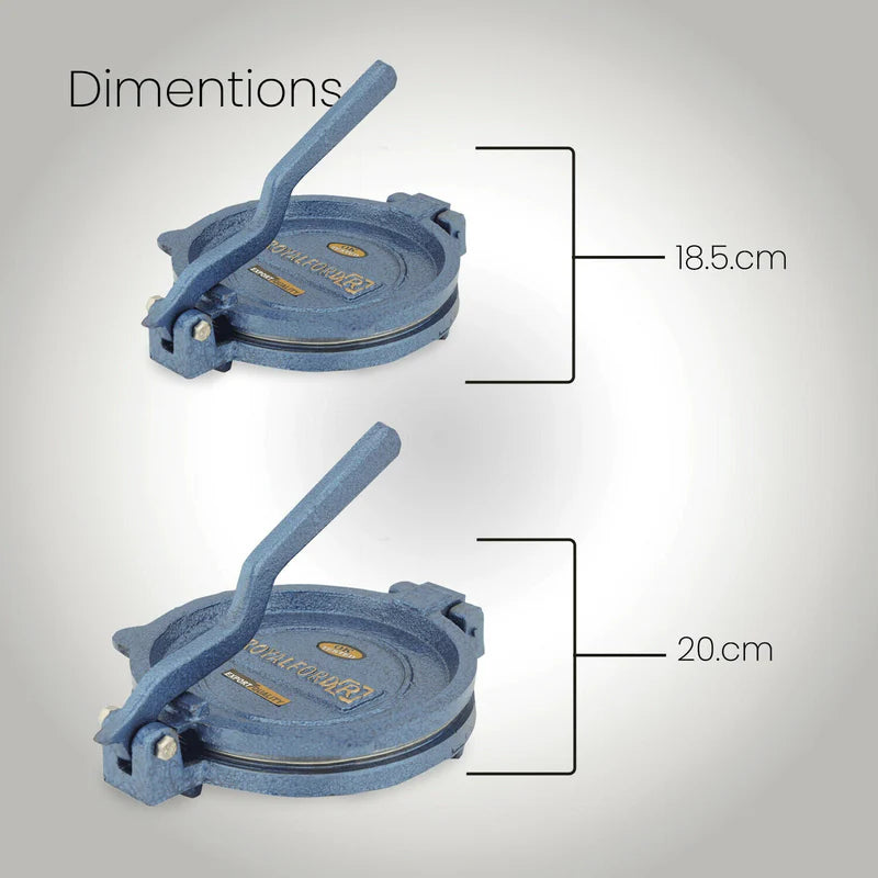 Royalford RF10407 Chapati Press | 18.5cm Heavy Cast Iron Body | Durable Stainless Steel Plate | Perfect for Roti, Poori & Tortilla | Easy Grip Handle | Non-Slip Base