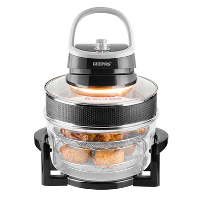 Geepas Turbo Halogen Oven GHO34048UK | 17L Capacity | Oil-Free & Fast Cooking | Adjustable Temperature Control | Powerful & Energy Efficient Design | 2 Years Warranty