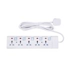 Geepas 5 Way Extension Socket 13A - Extension Lead Strip with 5 Led Indicators & 5 Power Switches | Extra Long 3m Cord with Over Current Protected | Ideal for All Electronic Devices | 2 Years Warranty
