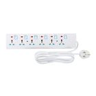 Geepas 6 Way Extension Socket 13A - Extension Strip with 6 Led Indicators with Power Switches | 3 Meter Cord| Ideal for All Electronic Devices | 2 Years Warranty