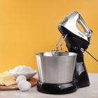 Geepas GHM5461 200W 2.5L Stand Mixer - Stainless Steel Mixing Bowl for Bread & Dough | 5 Speed Control, Eject Button, Turbo Function| 2 Year Warranty