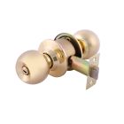 Geepas Stainless Steel Cylindrical Lock Gold Plated - Security Lock | 53mm 304 Stainless Steel Knobs with  Latch Bolt, Stricker & Screws with Key Operation | Ideal For Bedroom, Bathroom and more | 2 Years Warranty