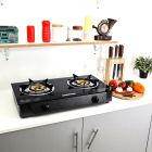 Geepas 2-Burner Gas Hob - Attractive Design, Tempered Glass Worktop - Automatic Ignition, 2 Heating Zones | Portable Cooktop | Ideal for Home, Office and More