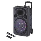 Geepas 12-Inch Trolley Bluetooth Speaker - Wireless Microphones, Battery Powered Rechargeable | Karaoke DJ Speaker with LED Lights | Portable Speaker with Trolley Handle, USB & Auxiliary Inputs