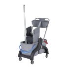 Professional Mopping Trolley Set, 2x25L Buckets, RF10106 | 100% Cotton Mop Head | Strong ABS Body | Faster Dehydration | Perfect Home, Commercial