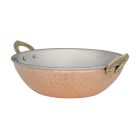 Cooper Steel Serving Kadai, RF10395 | Copper Stainless Steel Hammered Kadai | Indian Serving Bowl | Indian Dishes Serve ware for Vegetable and Curries