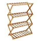 4-Layer Bamboo Shoe Rack, Multi-Purpose Shoe Shelf, RF10412 | 100% Natural Bamboo | Collapsible Design | Easy To Store & Carry | Free Standing Shoe Organizer