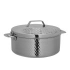 Reeva Hammered Double Wall Stainless Steel Hot Pot, RF10537 | Firm Twist Lock | Strong Handles | Steel Serving Pot, Steel Chapati Storage Box, Roti Serving Pot