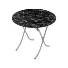 Round Table, 90cm Marble Design Portable Table, RF10989 | Round Kitchen Dining Table | Modern Small Coffee Table Living Room Accent Table with Metal Legs