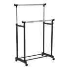 Royalford Stainless Steel Garment Cloth Dryer Rack - 2 Adjustable Garment Rack Poles, Hanging Rail Clothes Stand with Casters | Portable Lightweight | Ideal for Home Office, Hallway, Bedroom