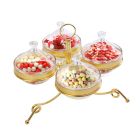 Royalford 4 Pcs Acrylic Candy Bowl With Metal Stand - Candy, Toffees, Lollipop, Jewellery, Dips Bowl With Lid - Transparent Design - Multiple Uses