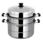 Royalford 3 Layer Stainless Steel Steamer 9L - Steamer Pot, Heat Resistant with Durable & Comfortable Handles | Dishwasher Safe | Compatible on Induction, Gas, Hot Plate, Ceramic Plate & More