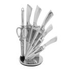 Royalford RF9665 8 PCS Kitchen Knife Set with Rotating Knife Block - Stainless Steel 5 Kitchen Knives Along with Scissor, Knife Sharpener & Holder Block - Multifunctional Knife Block Set - Cutlery Stand