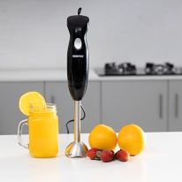 Geepas GHB6143 Hand Blender 200W - Portable Low Noise 2 Speed Food Processor, Wisk, Stainless Steel Blade | Ideal for making Soups, Smoothies, Milk Shakes, Baby Food | 2 Years Warranty