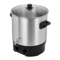 Geepas 27 liter Water Boiler- GK38077/ Stainless Steel Housing and Faucet, Tempered Glass Lid/ 120 minutes Timer, Boil Dry Protection and Temperature Control/ Perfect for Boiling Water, Milk, Tea/ 2000 W, Black And Silver, 2 Years Warranty