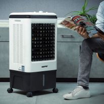 Geepas Air Cooler, Ice Compartment & Remote Control, GAC9576 | Portable Ergonomic Design with 4 Speed | LED Control Panel | Wide Oscillation | Ideal for Home, Office & More