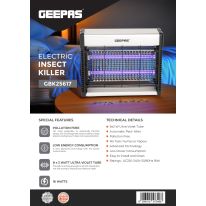 Geepas Electric Bug Killer- GBK25617/ Automatic Pest Killing Machine, 16 W/ No Poisonous Vapor, No-Smell and No-Pollution/ Advanced Technology with Low Power Consumption/ Suitable for Home, Office, Restaurants, Hospitals, etc./ White, 2 Years Warranty