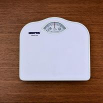 Geepas Weighing Scale - Analogue Manual Mechanical Weighing Machine for Human Bodyweight machine, 125Kg Capacity, Bathroom Scale, Large Rotating dial, Compact