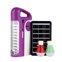 Geepas Rechargeable LED Lantern with LED Bulb and Solar Panel| GE53035|Automatic Lighting| USB Mobile Charging|100 Hours Working| Solar Input| Power Bank Function| Strong and Portable Design|Purple|2 Years Warranty