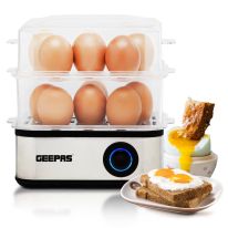 Geepas 500W Premium Electric Egg Boiler for 16 Eggs with Poacher & Omelette Maker Bowl, Can Boil, Poach and Make Omelettes