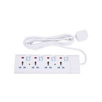Geepas 4 Way Extension Socket 13A - Extension Lead Strip with 4 Led Indicators & 4 Power Switches | Extra Long 3m Cord with Over Current Protected | Ideal for All Electronic Devices | 2 Years Warranty