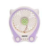 Geepas Rechargeable Mini Fan 18650 mAh - Personal Desk Fan with  Hi-Power SMD LED Light - Electric USB Fan for Office, Home & Travel Use (3 Speed) - Wireless Working - 2 Year Warranty