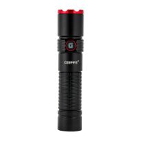 Geepas Rechargeable LED Flashlight- GFL51065/ 20W, 5000-6500K, 2500 LM, Perfect for Indoor and Outdoor Use, 10 Hours Continuous Working/ with Aircraft Aluminum Housing, Waterproof IPX5, Lithium Battery and Power Reminder/ Black, Lifetime Warranty