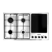Stainless Steel Built-In Gas Electric Hot Plate Hob, GGC31036 | 4 Burners & 1 Hot Plate | Automatic Ignition System | LPG Gas Type 2800pa | Metal Knob | Cast Iron Pan Support