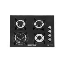 Geepas Built-In Glass Gas Hob- GGC31050FFD/ 4 Burners with Separate Automatic Ignition System, Low Consumption and Improved Flow for Efficient Heating/ Strong 8 mm Tempered Panel, with FFD/ Black, 2 Years Warranty