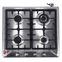 Geepas GGH6492NST 4-Burner Gas Hob - Ergonomic Design, Stainless Steel Body, 4 Controlling Knobs with 2.5Kw Triple Wok Burner | Automatic Ignition | 1 Year Warranty
