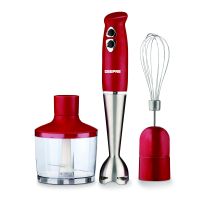 Geepas 400W 3-in-1 Immersion Hand Blender | Stainless Steel Blades | Ideal 2 Speed Mini Food Processor for Baby Food Soup Vegetables Fruits | 860ml Chopper Bowl & Electric Egg Whisk - 2 Years Warranty