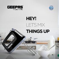 Geepas GHM43020UK 400W Hand Mixer - Professional Food & Cake Mixer for Baking | 5 Speed with Turbo Function, Includes Chrome Extra Long Beaters and Dough Hooks | Dishwasher Safe Accessories | 2 Years Warranty