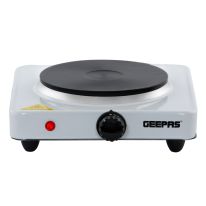 Geepas GHP32011 1000W Single Hot Plate - Flexible Precise Table Top Cooking - Cast Iron Heating Plate - Portable Electric Hob with Temperature Control for Home, Camping & Caravan Cooking | 2 Years Warranty