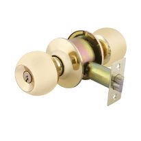 Geepas Stainless Steel Cylindrical Lock Gold Plated - Security Lock | 53mm 304 Stainless Steel Knobs with  Latch Bolt, Stricker & Screws with 3 Brass Keys | Ideal For Bedroom, Bathroom and more | 2 Years Warranty