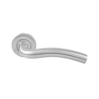 Geepas Mortise Rosette Curved Tubular Handle 19mm - Door Handles | Firm Grasp | Rotate Door Lock | Interior | Satin Nickel Finish | 304 Stainless Steel | Premium Quality for All Internal Doors
