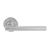 Geepas Mortise Rosette Solid Lever Handle  - Door Handles | Firm Grasp | Rotate Door Lock | Interior | Satin Nickel Finish | 304 Stainless Steel | Premium Quality for All Internal Doors
