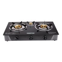 Geepas GK4281 3-Burner Gas Hob Attractive Design - Tempered Glass Worktop Automatic Ignition, 3 Heating Zones | Portable Cooktop | Ideal for Home, Office and More | 2 Years Warranty