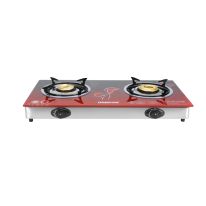 Geepas 2-Burner Gas Hob - Size 70 mm & 90 mm - Attractive Design, 7mm Tempered Glass Worktop - Automatic Ignition, 2 Heating Zones | 2 Years Warranty