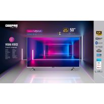 Geepas 50" VIDAA Professional TV- GLED5009SVUHD| 4K Ultra HD, Smart TV with Frameless Design and Matte Silver Finish| With Remote Control, HDMI and USB Ports| Licensed Contents and Pre-Installed Apps, Bluetooth Connectivity and Screen Sharing, Dolby Digit