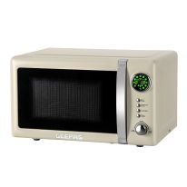 Geepas 20L Digital Display Microwave Oven/with 12 Quick Start Presets, Defrost Function, 700W Power Output, Child Lock/ Turnable Glass, Easy to Clean, Multi-Function, Perfect for Baking, Grilling , Toasting, Roasting, and More/ Cream Color