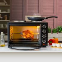 Electric Oven With Rotisserie And Convection, GO34052 | 38L Capacity | Dual Hot Plate | 60 Min Timer | Adjustable Temperature | Stainless Steel Heating Elements
