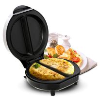 Geepas GOM36511UK 700W Omelette Maker - Potable Electric Cooker Stainless Steel Non-Stick Plate | Automatic Temperature Control & Power Light | 2 Individual Portions | Great for Fried or Scrambled Eggs