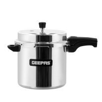 Geepas GPC328 10L Aluminium Pressure Cooker - Multi-Safety Device with Cool Touch Handles and Safety Valves - For Gas & Solid Hotplates